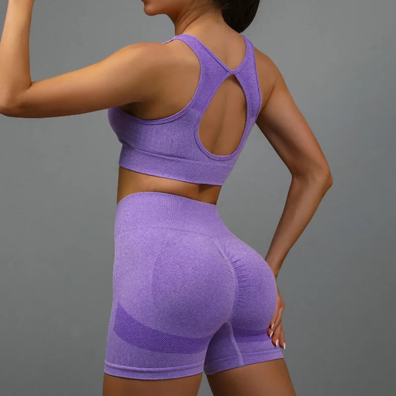 Yoga Women's Fitness Suit Shorts Workout Set