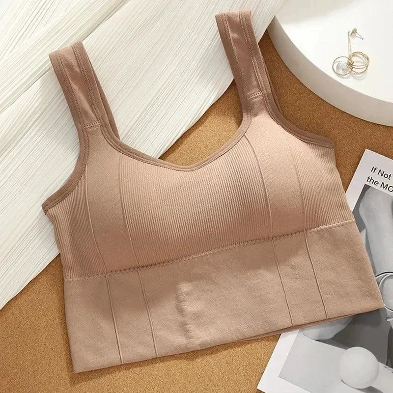 Mandotos Breathable Sports Bra Women Seamless Yoga Top Shockproof Crop Push Up Gym Workout