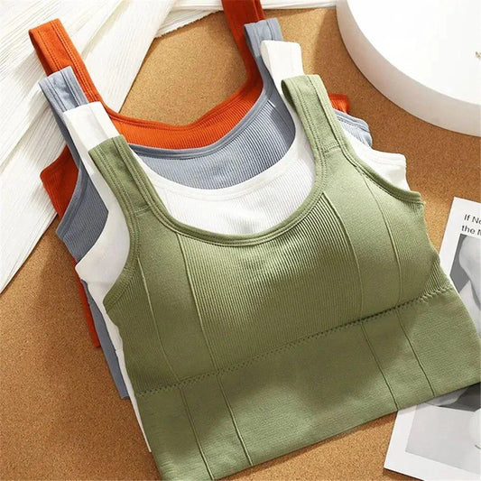 Mandotos Breathable Sports Bra Women Seamless Yoga Top Shockproof Crop Push Up Gym Workout